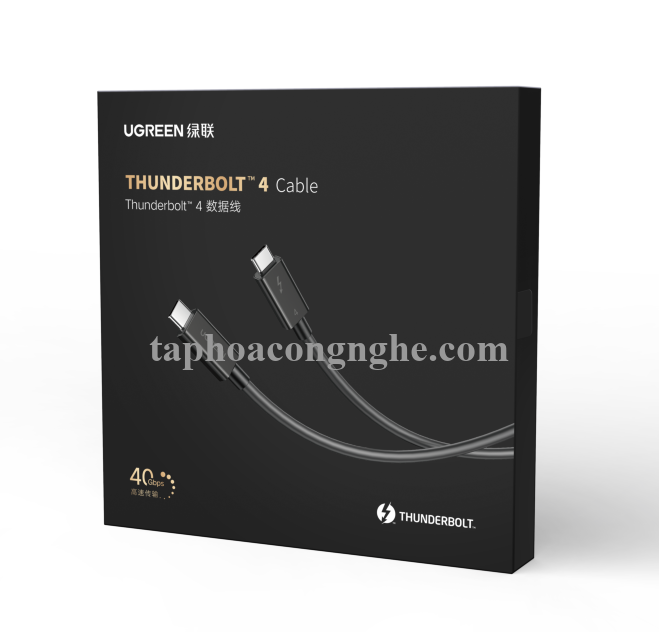 Ugreen 30389 0.8M Thunderbolt 4 cáp 8k 60hz hỗ trợ 40Gbps 100W PD màu đen US501 30030389